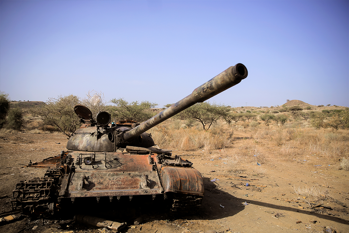 Analysis Thumbnail _Ethiopia peace observatory_Ethiopia Conflict Data _A destroyed tank is seen in a field in the aftermath of fighting between the Ethiopian National Defence Force (ENDF) and the Tigray People's Liberation Front (TPLF) forces in Kasagita town, in Afar region, Ethiopia, February 25, 2022. REUTERS/Tiksa Negeri SEARCH "NEGERI ETHIOPIA AFAR" FOR THIS STORY. SEARCH "WIDER IMAGE" FOR ALL STORIES