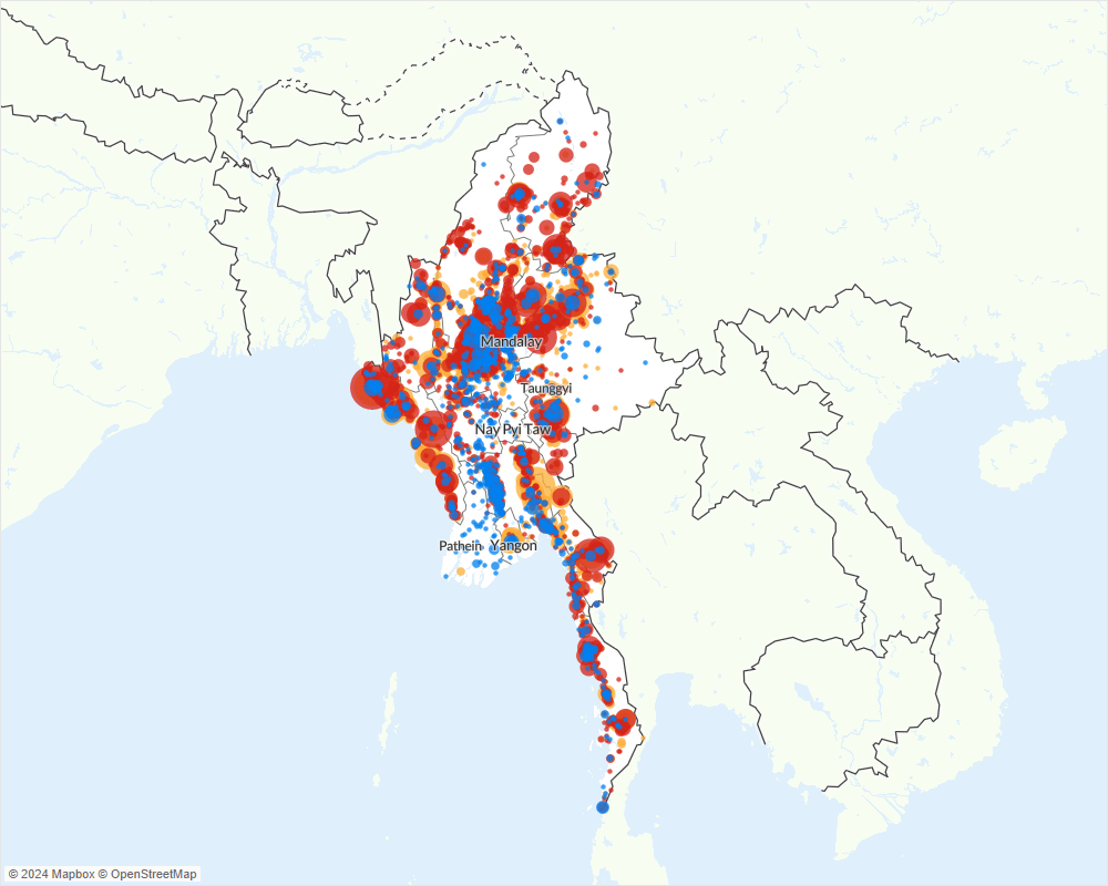 Map - Conflict Watchlist 2025. - Myanmar (simplified) Map - Conflict Watchlist 2025